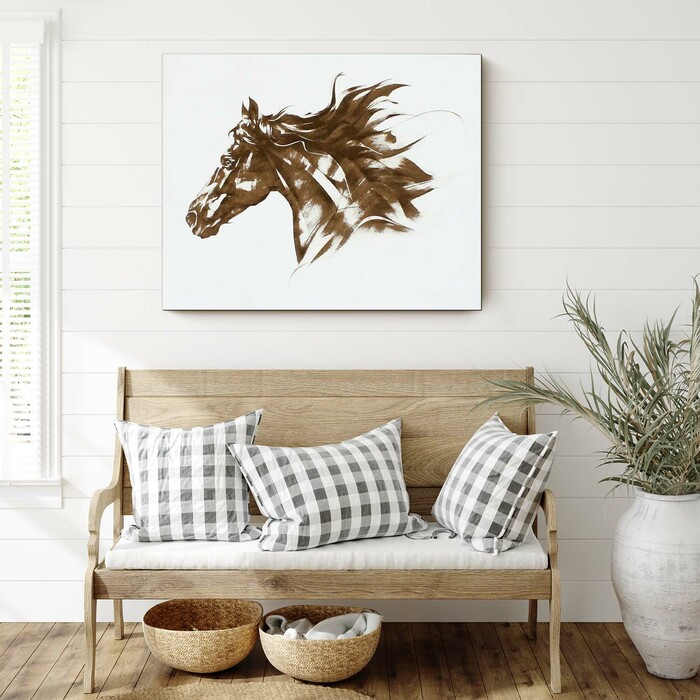 Dřevěný gravírovaný obraz na stěnu - Kůň