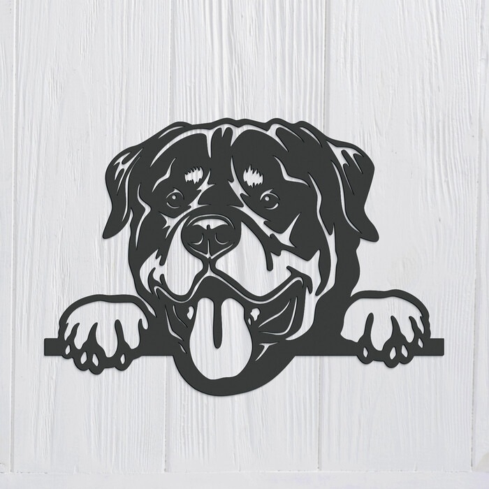 3D drevený obraz - Rotvajler | Antracitovo-šedá