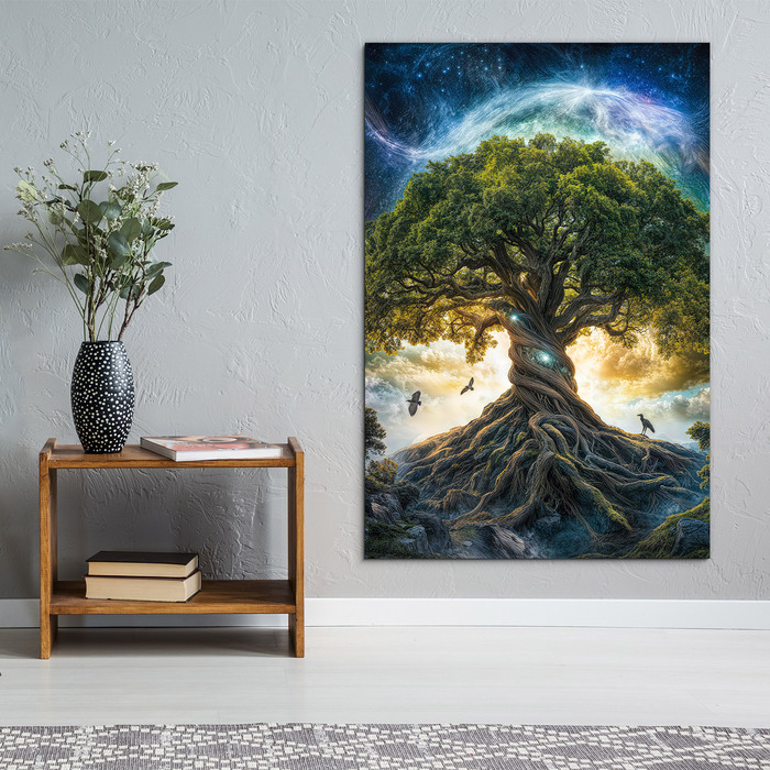 Dřevěný obraz stromu života - Yggdrasil