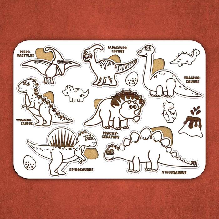 Drevená interaktívna hračka - Dinosaury | Biela