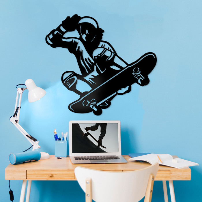 Tablou stilat pentru camera copiilor - Skateboarder | Negru