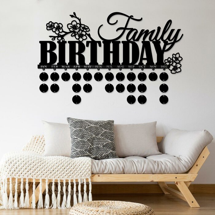 Family Wall Calendar - Family Birthday | Black