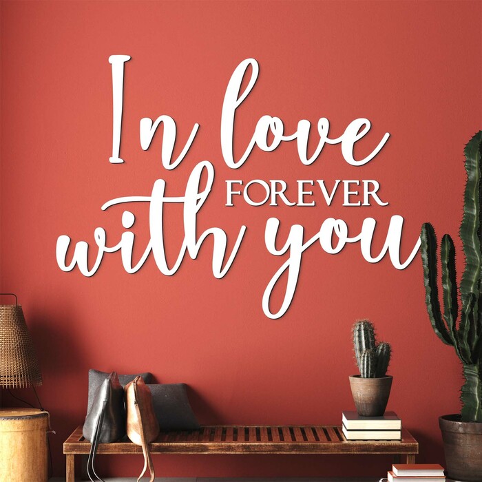 Citát o lásce na zeď - In love forever | Bílá