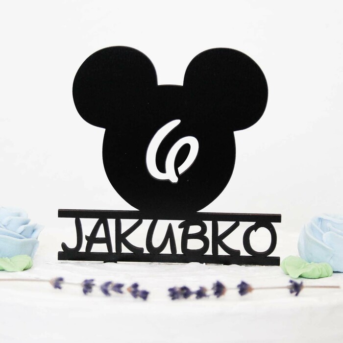 Dětský zápich do dortu se jménem a věkem - Mickey Mouse | Černá