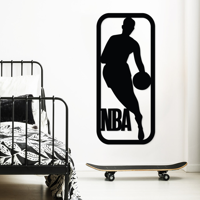 Dřevěný obraz - Logo NBA | Černá