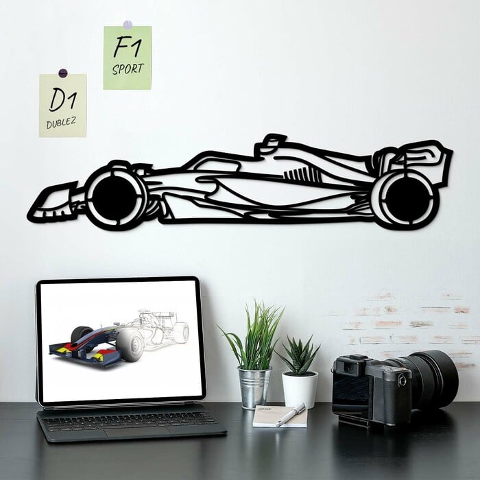 Drevená nálepka na stenu - Formula F1 | Čierna