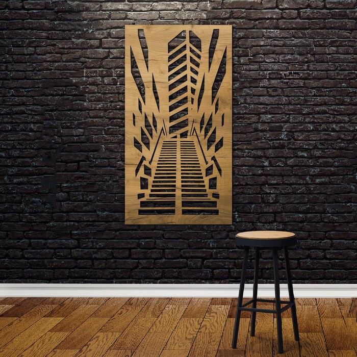 Dřevěný dekor na zeď - City | Dub zlatý