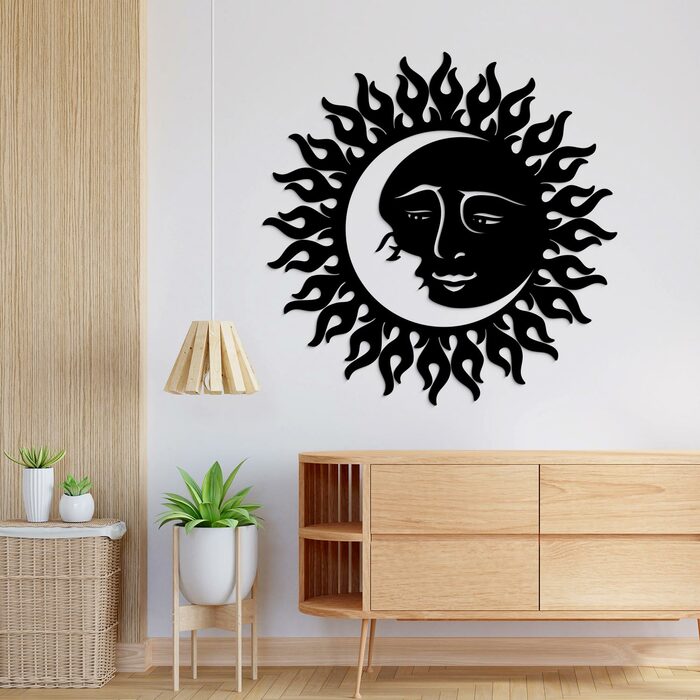 Beautiful Wall Art for the Bedroom - Moon and Sun | Black