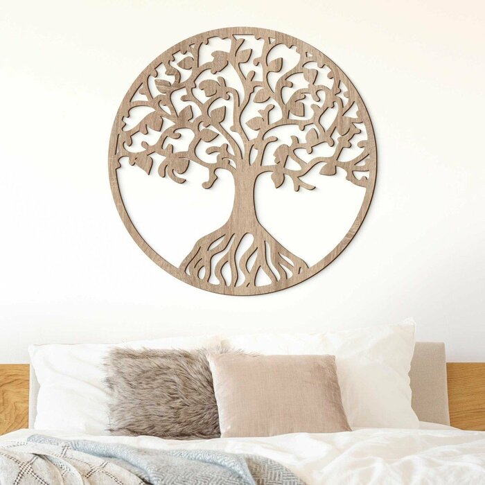 Dřevěný strom života na stěnu - Binah | Dub Sonoma