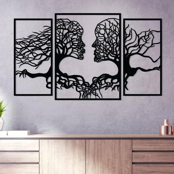 3 dielny obraz na stenu -  Entita stromov | Čierna