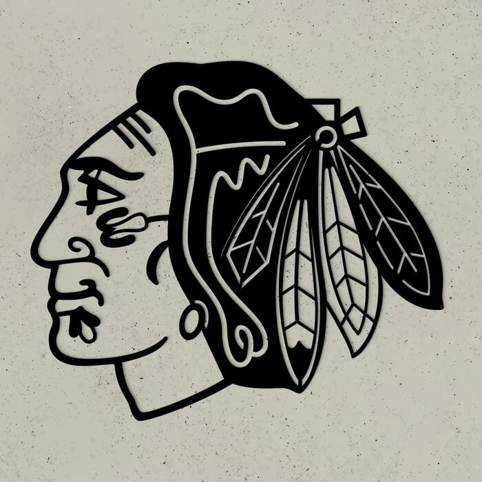 Dřevěné 3D logo - Chicago Blackhawks | Černá