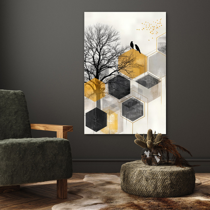 Moderní obraz strom a ptáci - Geomtrix