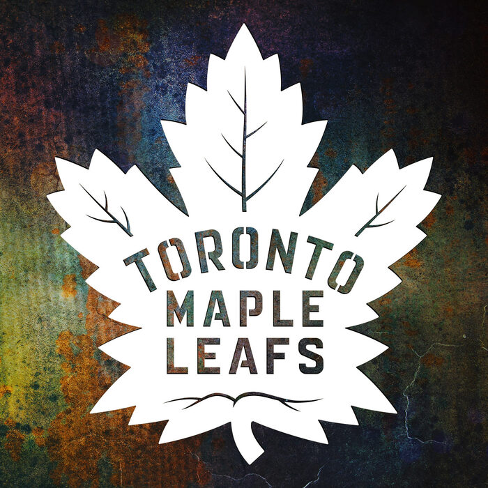 Dřevěný obraz loga NHL - Toronto Maple Leafs | Bílá