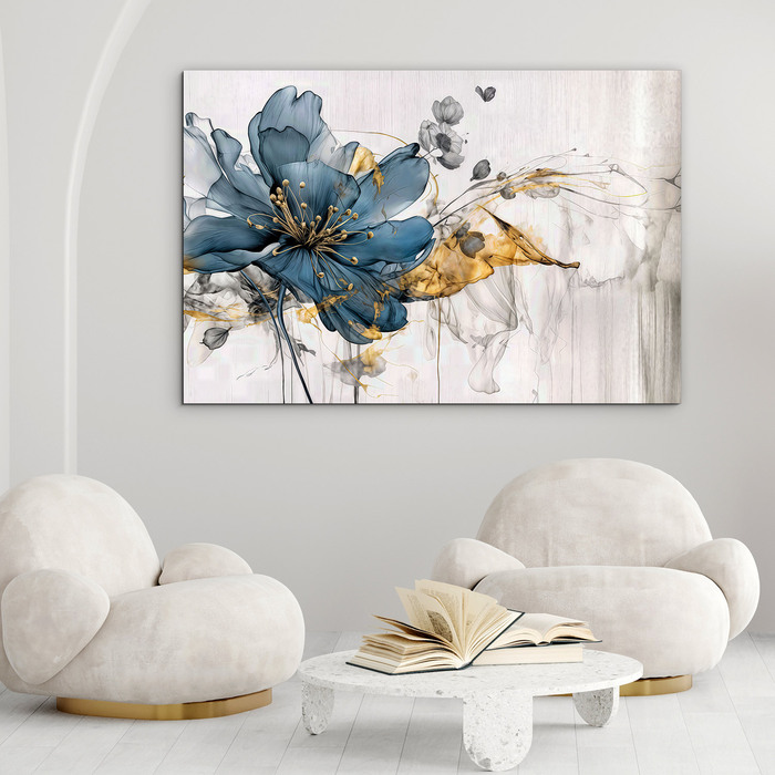 Drevený obraz kvetu do spálne - Modrá vášeň