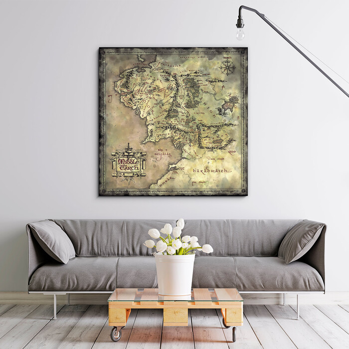 Dřevěný obraz - Mapa Středozemě