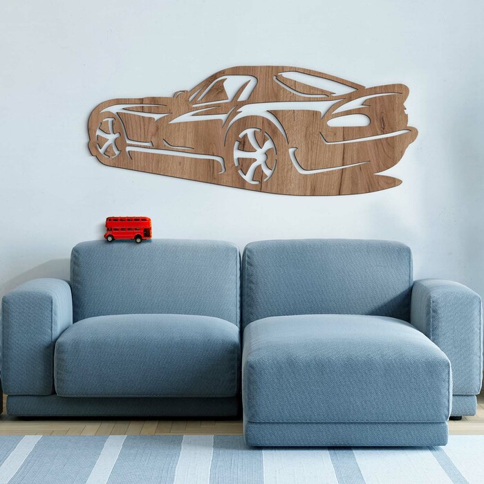 Dřevěná dekorace na zeď - Auto Dodge Viper | Dub tabákový