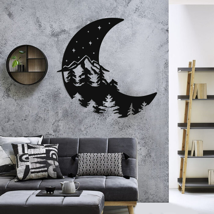 Wooden Wall Art - Moon | Black