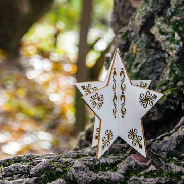Drevená vianočná hviezda na státie | Přírodní topolová překližka