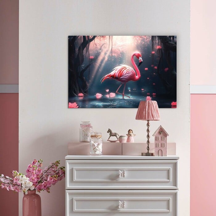 Pink Wall Art - Flamingo in Water