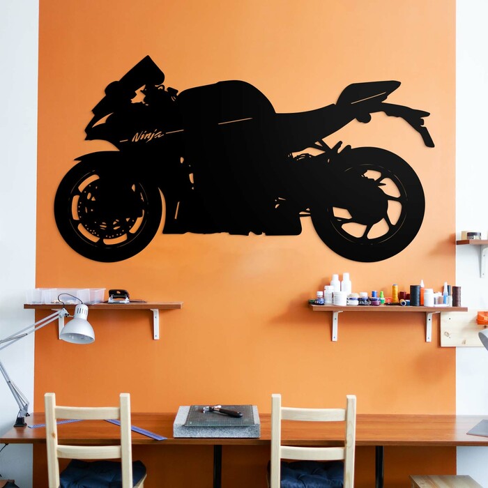 Dřevěný obraz motorky - Kawasaki Ninja ZX-10R | Černá
