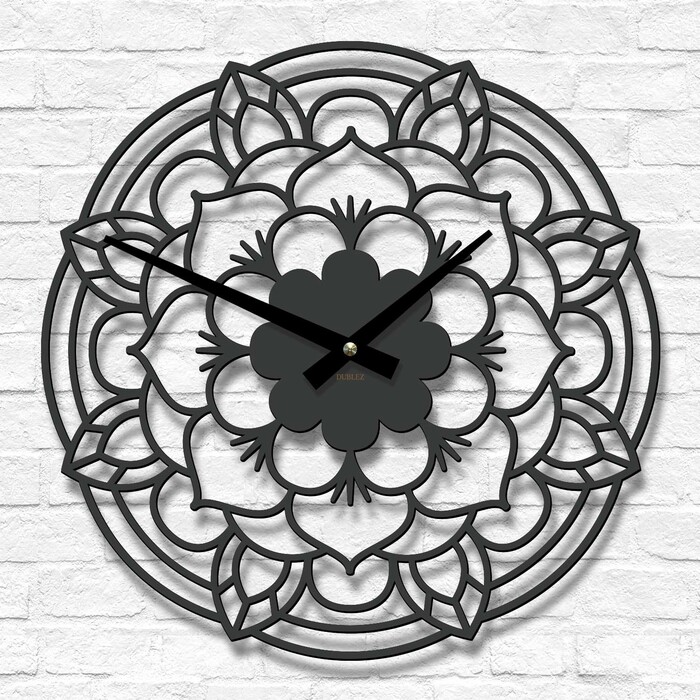 Ceas cadou pentru perete - Floare mandala | Gri antracit