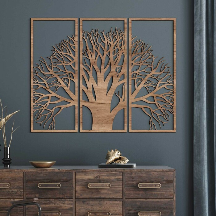 Vícedílný obraz na stěnu - Strom ze dřeva | Dub tabákový