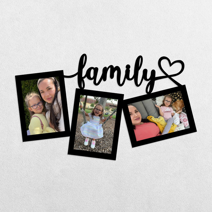Ramă foto din lemn pentru perete - Family | Negru