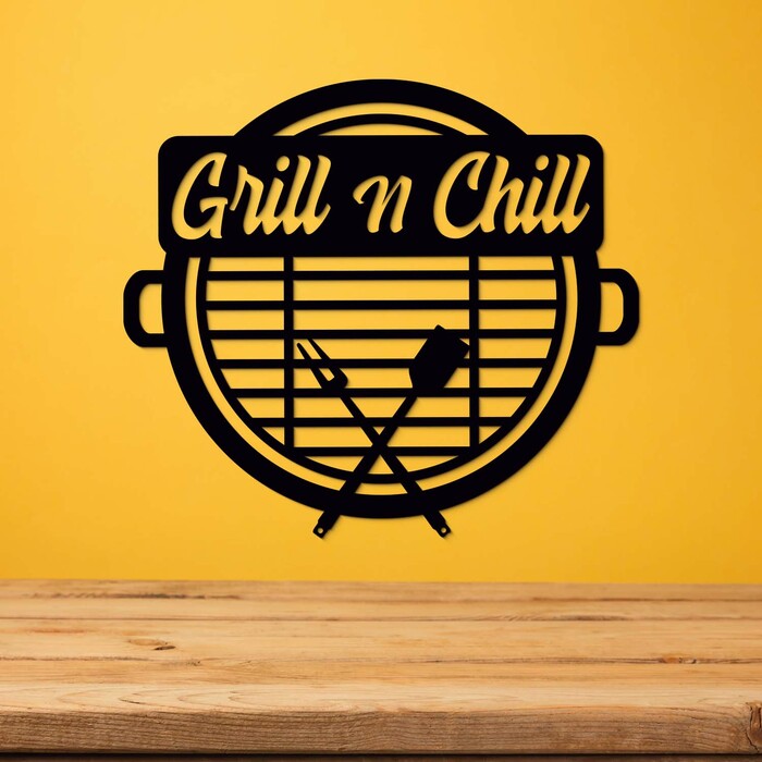 Dřevěná výzdoba do kuchyně - Grill n Chill | Černá