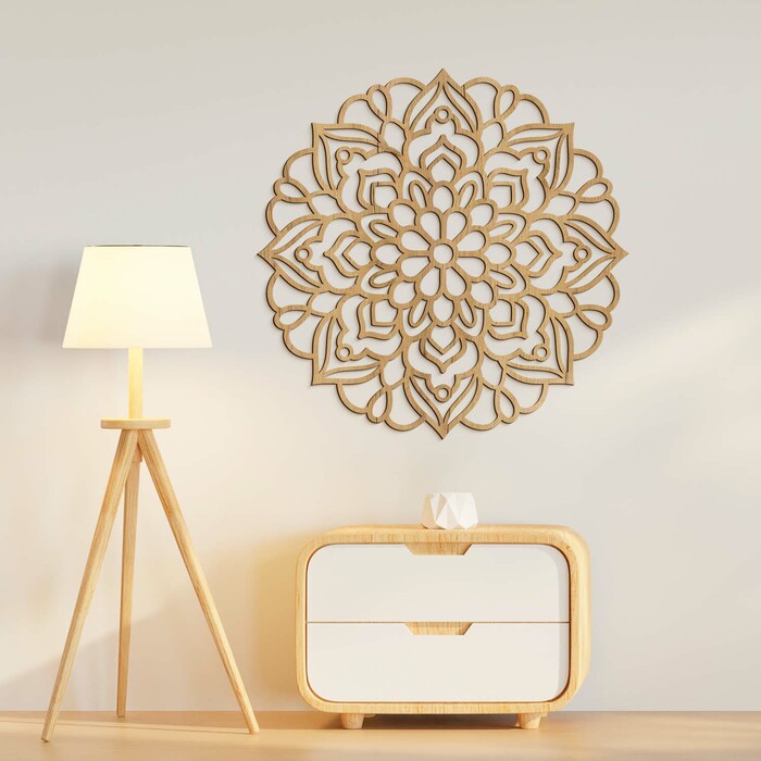 Drevená 3D mandala na stenu - Neferet | Dub zlatý