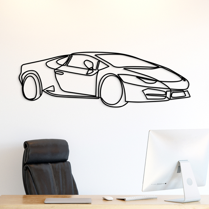 Dřevěný line art obraz - Lamborghini Huracán | Černá