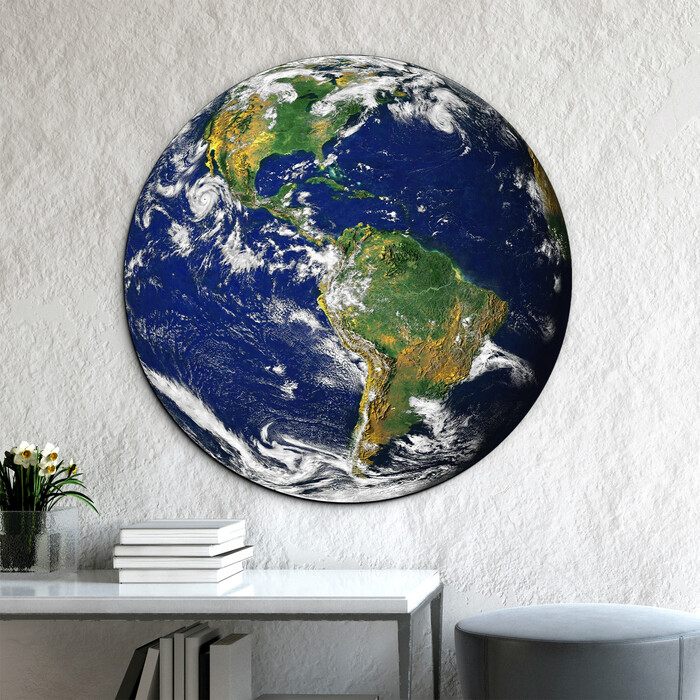Wooden globe wall art - America