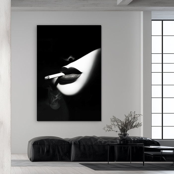Black and white glamour image - Woman with a cigarette