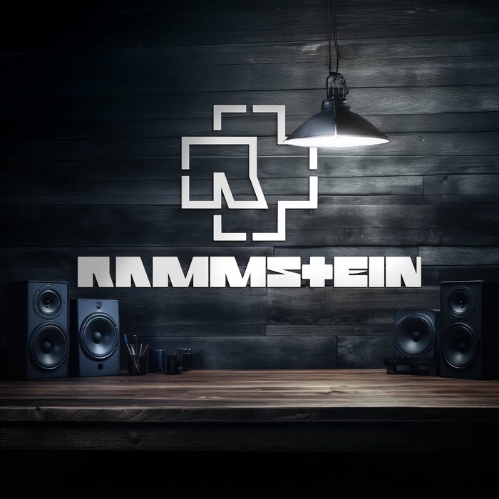 Nalepovací dřevěné logo - Rammstein | Bílá