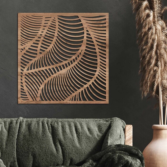 Vyřezávaný abstraktní obraz - Pouštní duny | Dub tabákový