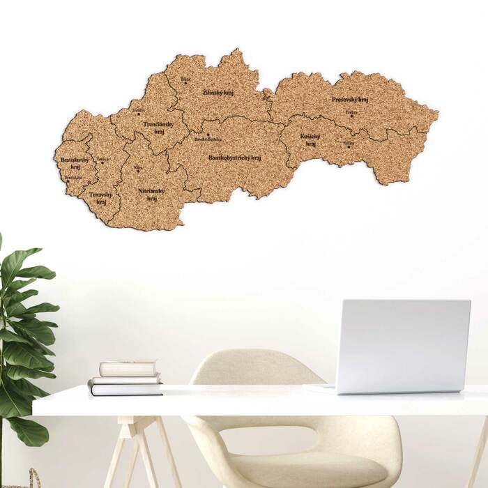 Korková mapa krajov Slovenska 