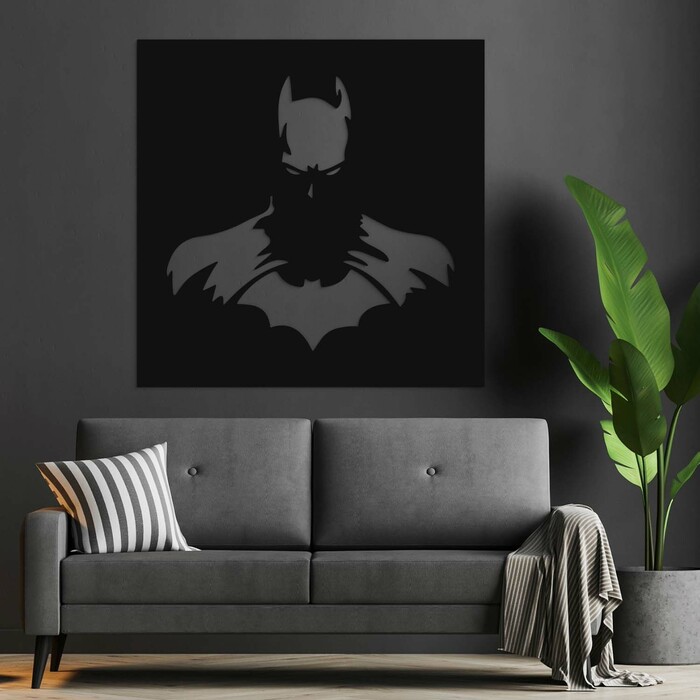 Tablou din lemn cu personajul - Batman | Negru
