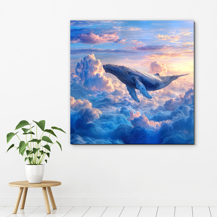 Wooden picture - Whale in the clouds