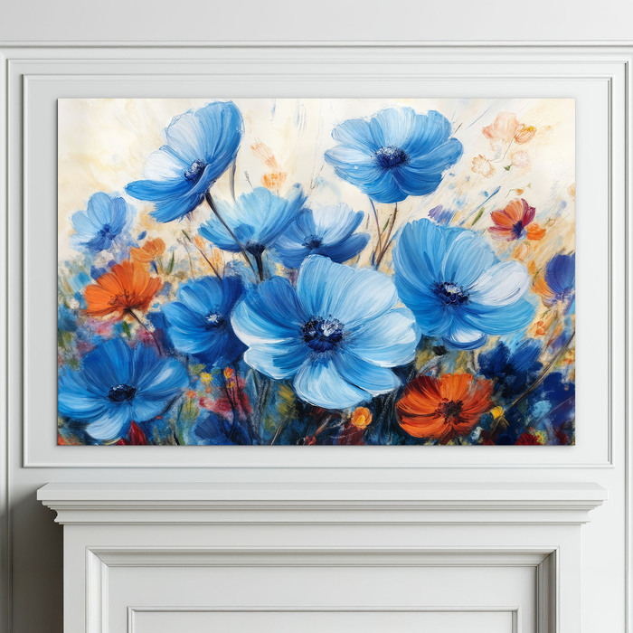 Wooden Wall Art - Blue Wildflowers