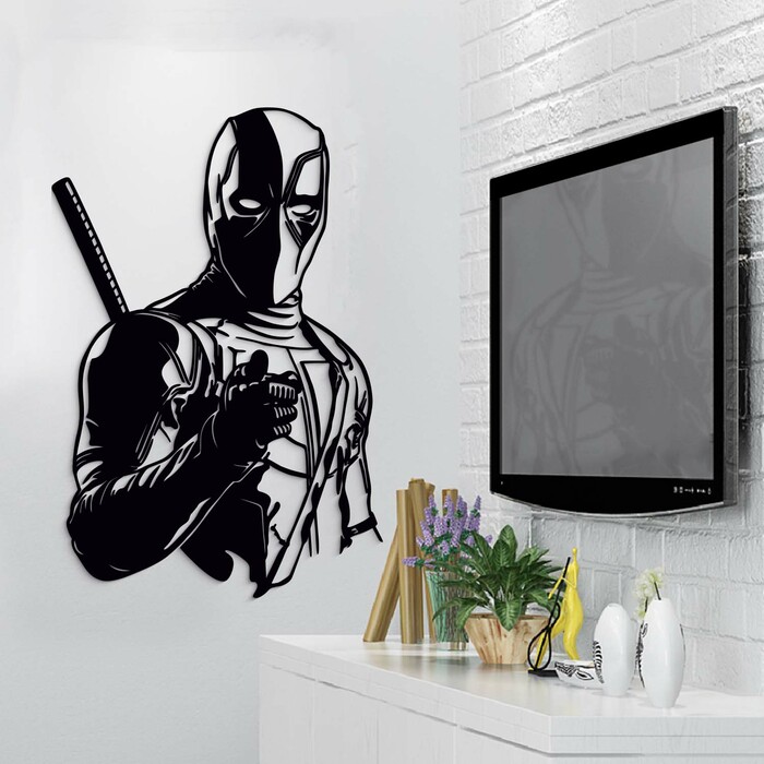 Dřevěný 3D obraz na zeď - Deadpool | Černá