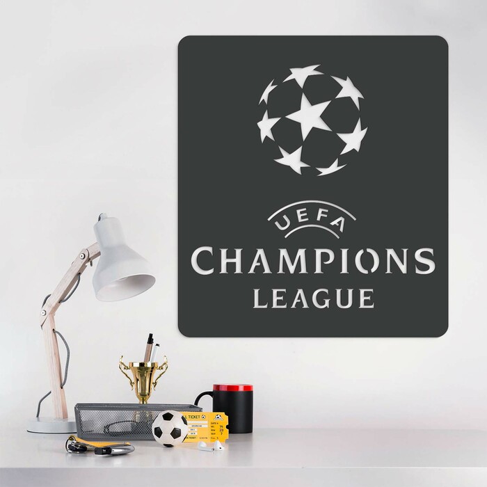 Tablou din lemn pentru perete - Liga Campionilor UEFA | Gri antracit