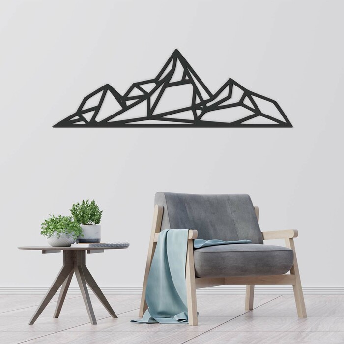 Dřevěná polygonální dekorace - Štíty hor | Antracitově-šedá