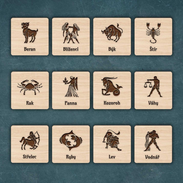 Sada 12 ks podložek pod pohár: Znamení zvěrokruhu + stojan zdarma