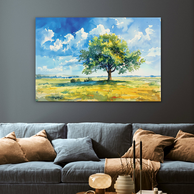 Painted picture of a tree - Between heaven and earth
