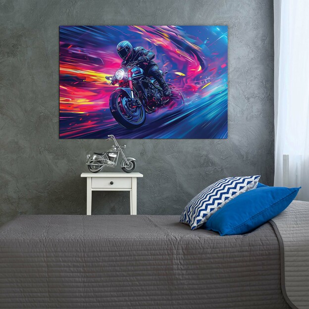 Modern Wall Art - Neon Motorcycle