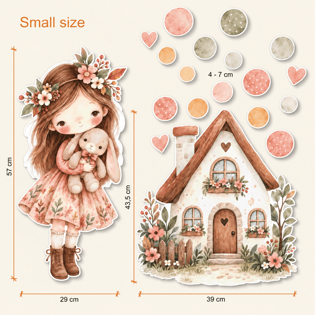 Fairy tale wall set - Girl with a bunny