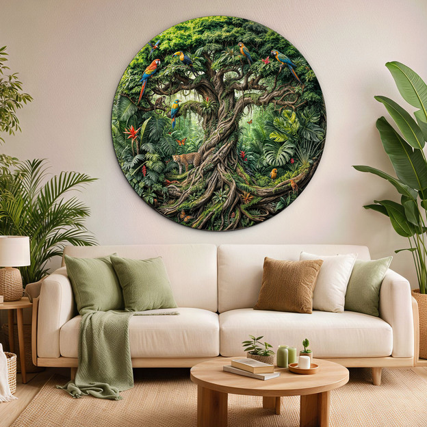 Drevený obraz stromu života do obývačky - Džungľa