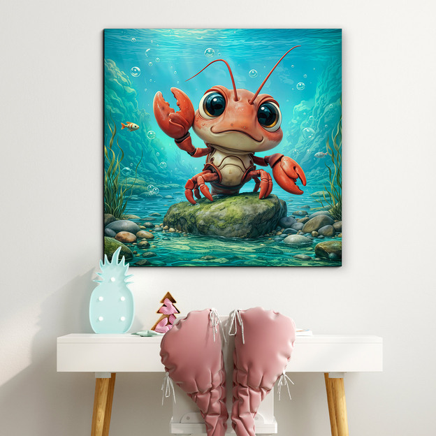 Drevený obraz pre deti - Červený rak 