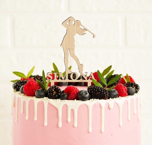 Dřevěný zápich do dortu - Golfistka