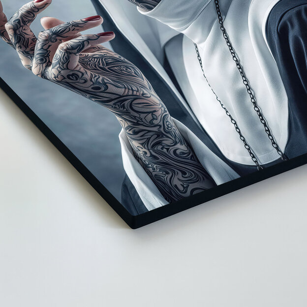 Moderný drevený obraz - Mníška rebelka