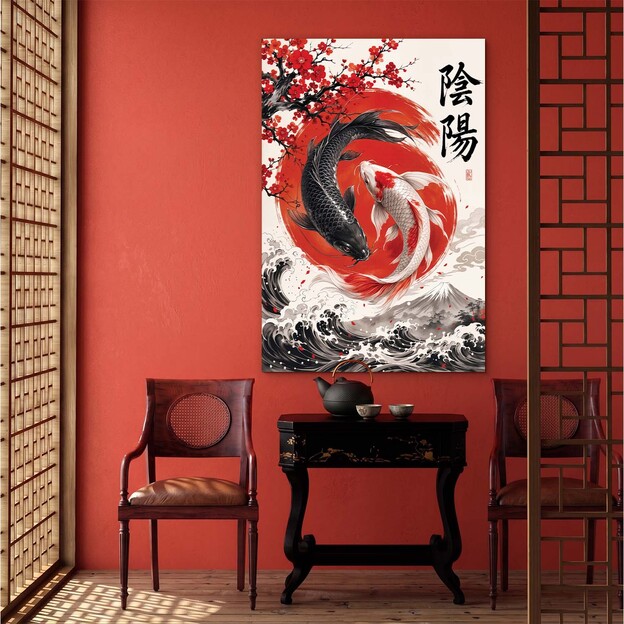 Japán Jin Jang kép - Koi pontyok